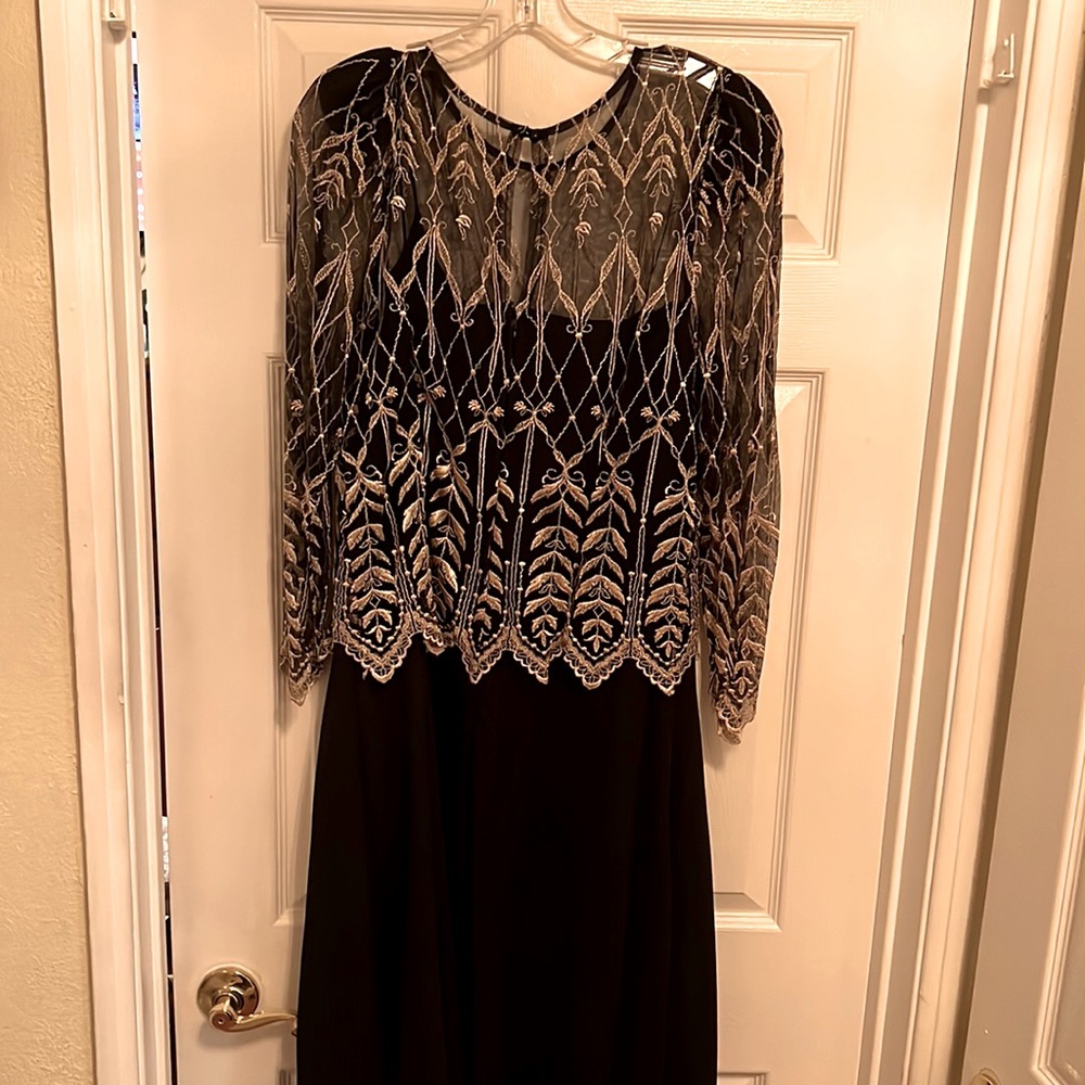Black and gold cocktail dress